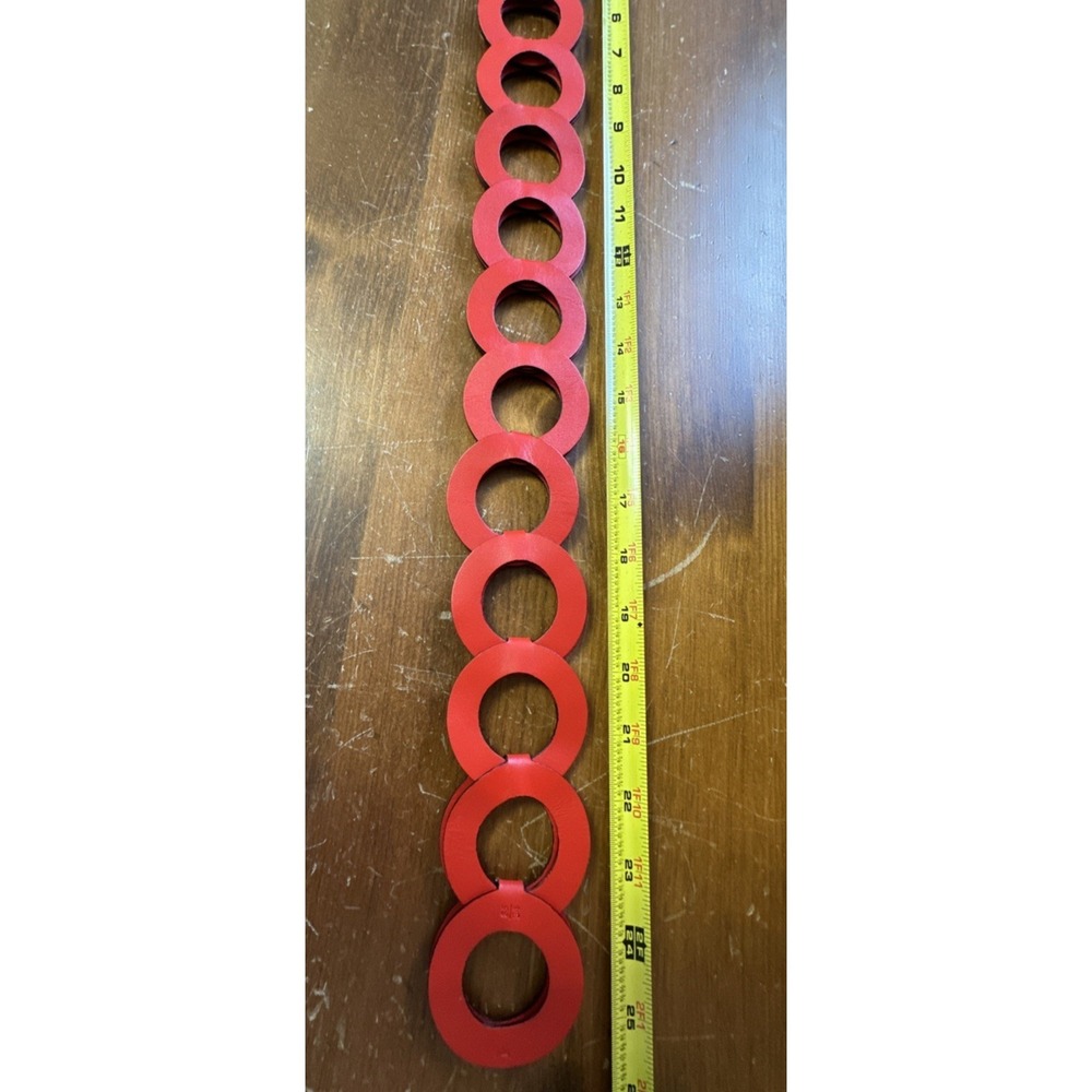 RARE VTG Loewe Belt Womens Small Red Leather Round Links Adjustable ribbon tie - Picture 9 of 10